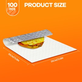 100-Pack 13.8x13.8-Inch Aluminum Foil Sheets for Food Wrapping, Heavy Duty Sandwich Wrapping Paper, Burrito Wraps, Foil Sheets & Tin Paper