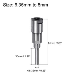 sourcing map Router Collet Extension Rod Converter Adapter 6.35mm to 8mm for CNC Engraving Machine Woodworking Milling Bit