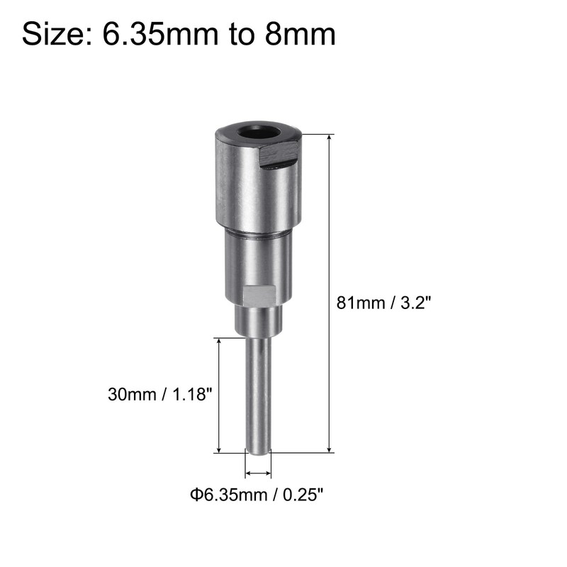 sourcing map Router Collet Extension Rod Converter Adapter 6.35mm to