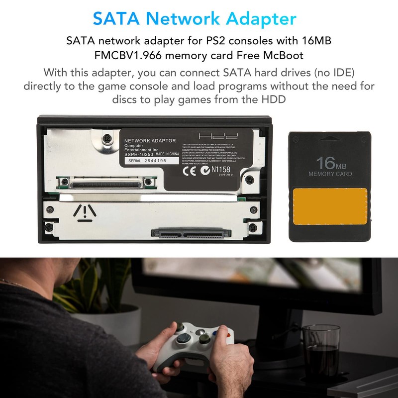 2 HDD Hard Drive Adapter, FMCB Memory Card for Expansion
