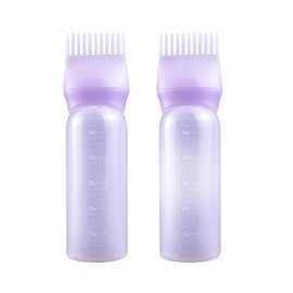 Root Peine - Botellas aplicadoras de agarre simple, 6 onzas, aplicador de aceite con escala graduada (2 unidades, morado)