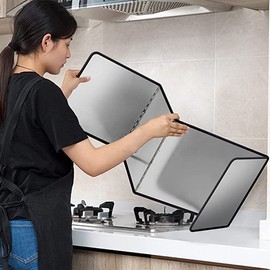 Splatter Guard for Frying Non-Stick 3 Sided Foldable Grease Splatter Screen Stainless Steel Backsplash Anti Splatter Shield Guard for Stove Screen Protector for Frying Stove Top Wall Easy to Clean - S