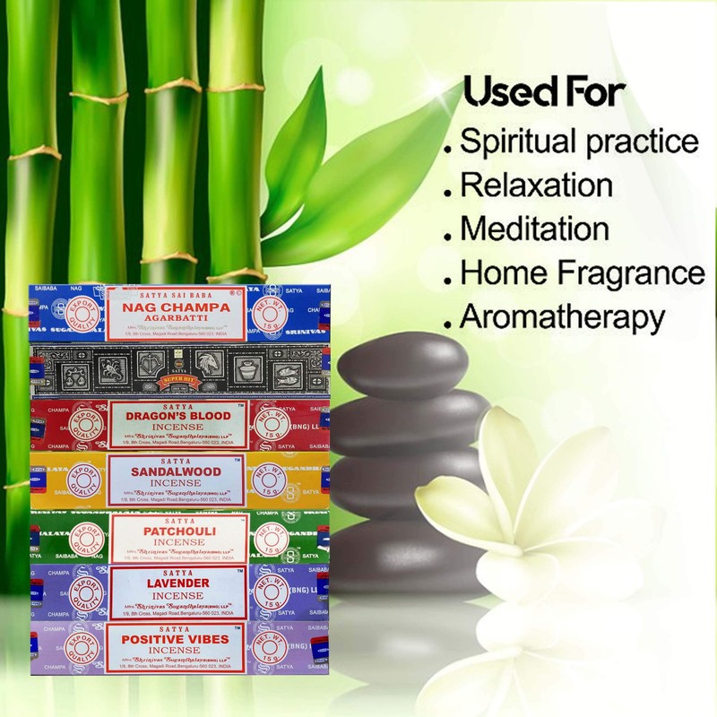 Satya Incense Gift Set Nag Champa, Super hit, Dragon's Blood,