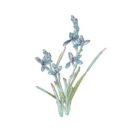 Sourcemall Iron on/Sew on Patch, Orchid Flower Embroidered Patch for DIY Clothing, Jackets, Jeans, Backpacks, Hats, Arts Craft Sew Making (Blue Orchid)