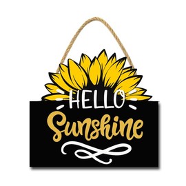 LERJIMUX Hello Sunshine Sign for Front Door,12" Sunflower Sign,Rustic Summer Door Hanger,Sunflower Sign for Front Porch Bedroom Living Room Indoor Outdoor Kitchen Home Decor