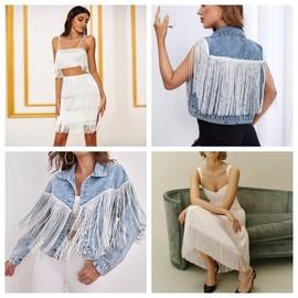 AWAYTR 10 Yards Sewing Fringe Trim - 12in Wide Tassel for DIY Craft Clothing and Dress Decoration (White, 12 Inches Wide)