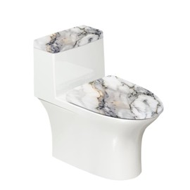 Batyqompu Toilet Lid Dust Cover Set 2 Pcs, Stretchable Machine Washable Durable Bathroom Toilet Lid Cover Gray White Marble Universal Fits Most Tanks & Lids