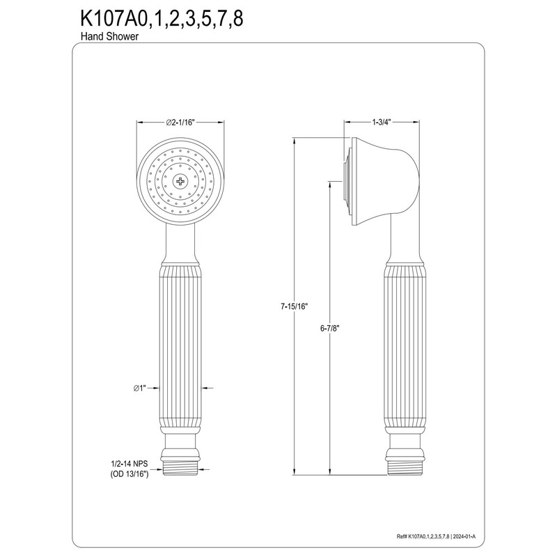 Kingston Brass K107A2 Vintage Hand Shower Head, Polished Brass 6.88