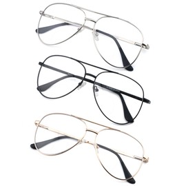 SOPHILY 3 Pack Bifocal Reading Glasses for Women Men, Aviator Bi-focal Readers Glasses Dual Focal Eyewear +2.25