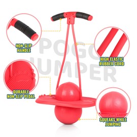 FAHKNS Pogo Ball for Kids - Jumping Toy for Ages 4-12，Sturdy Pogo Stick Alternative with Handle，Safe Hopper Ball for Outdoor Play, Boys & Girls