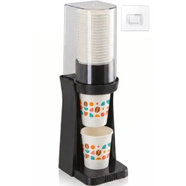 Wymulot Cup Dispenser for 4oz-7oz Disposable Paper Plastic Cups, Wall Mount & Desktop Cup Holder, 30-Cup Pull Type Organizer for Water Cooler, Office, Home, RV, Gym (Black)