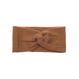 Zwillingsherz Headband made of 100% cashmere, high-quality knitted headband in plain design for women, wool, hair band, warm and soft for spring, autumn and winter, cog, Cognac