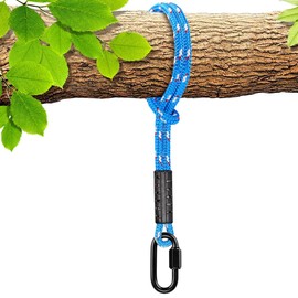 BeneLabel Tree Swing Rope, 150cm Hammock Strap Hanging Kit Polyester Extension String with Carabiner Beam Attachment for Hammock Chair Playground Set, up to 2500lbs, 10mm Diameter, Blue