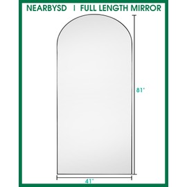 NEARBYSD Arched Full Length Mirror 81"x41" Full Body Floor Mirror Standing Hanging or Leaning Wall, Arch Wall Mirror with Stand Aluminum Alloy Frame for Bedroom Cloakroom Black