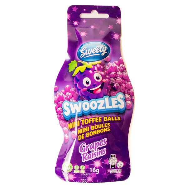 Sweety Swoozles Mini Toffee Balls Grape – 16g Display Pack