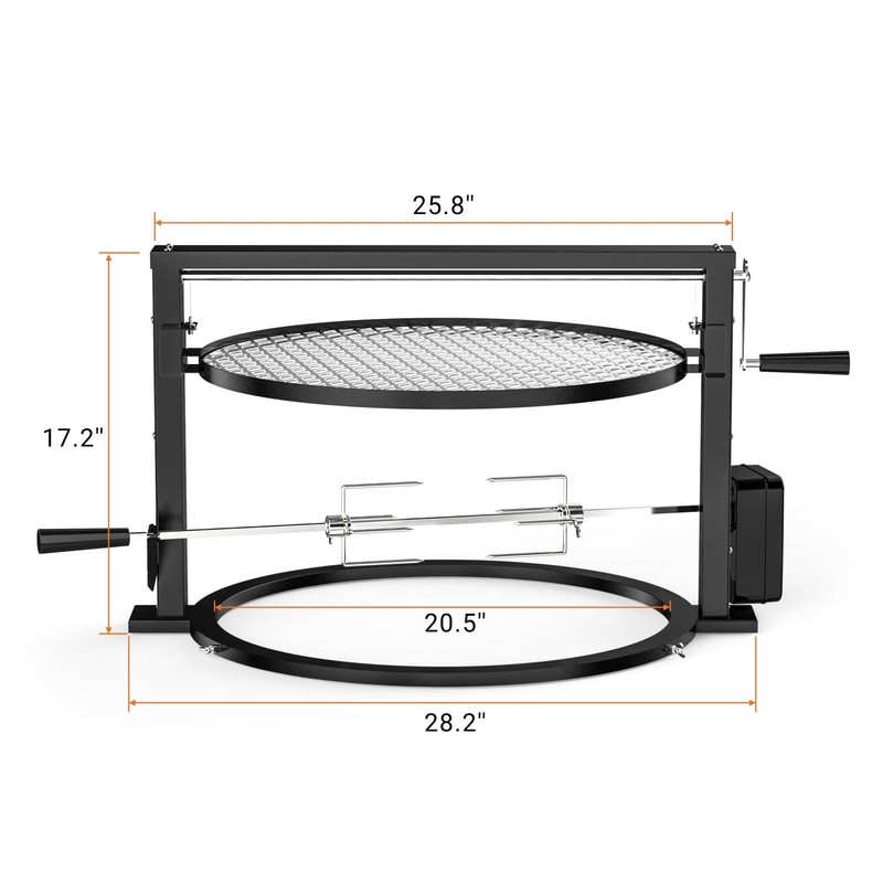 only fire Santa-maria Style Grill Rotisserie System Adjustable Cooking Grate