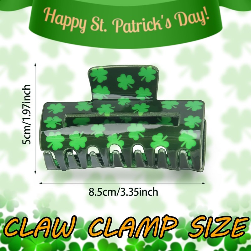 St. Patrick's Day Hair Clip Large Shamrock Hair Claw Clip