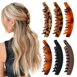 Banana Clip, Pack of 6 Large Banana Clip Hair, Banana Hair Clip, Vintage Banana Clip, Ponytail Hair Clip, Thick Banana Clip, Thick Hair for Women and Girls