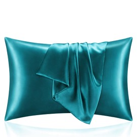 2 Pack Satin Standard Pillowcase 48X74cm, Soft Breathable Smooth Cooling Pillow Covers with Envelope Closure Deep Blue