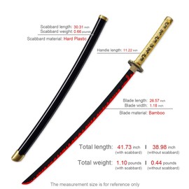 Zisu Anime Yoriichi Sword, About 41 inches, Hashira Pillars & Protagonist Sword, Anime Original Texture (Maroon-Yoriichi)