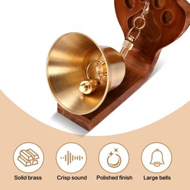 ZGLONG Bamboo Dog Doorbell for Potty Training, Puppy Go Outside Alert Bell, Brass Bell with Loud Clear Ring, Strong Self-Adhesive Mount for Any Location (Dark Brown)