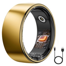 Kuinha Smart Ring Health Tracker - 24/7 Fitness & Sleep Tracking with Heart Rate Monitor, IP68 Waterproof Activity Tracker for Men/Women, 50+ Workout Modes, 7-Day Battery (Gold, 11)