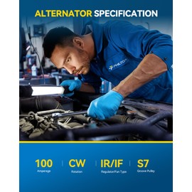 PHILTOP Alternator Compatible with Toyota RAV4 2001-2003 2.0L, Corolla 1982, Celica 1982 2.4L, Corona 1982 High Amp Alternators Replace 13959N 12V 100Amp CW S7 7-Groove Pulley