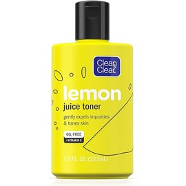 Clean & Clear Brightening Lemon Juice Facial Toner with Vitamin C and Lemon Extract to Gently Expel Impurities and Tone Skin, Alcohol-Free Oil-Free Cleansing Vitamin C Astringent Face Toner, 7.5 oz