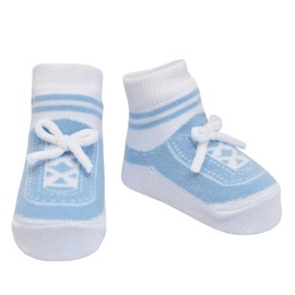 Baby Boy Socks with Sneaker Shoe Look-Non-slip Gripper Soles-3 or 6 Pairs-Cotton-Gift Packaged-Baby Shower-Faux Shoelaces