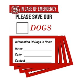 Pet Alert Sticker in Case of Emergency Pets Rescue Sticker Vinyl Decal Dogs Cats for Home House Window Pet Door 4Pack (Dogs)
