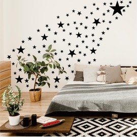 Black Star Wall Decal Stickers for Boys Girls Bedroom Removable Vinyl Star Wall Stickers for Kids Baby Nursery Room Decorations