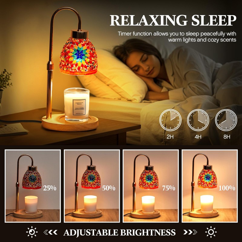 Baquler Turkish Candle Warmer Lamp with Timer Electric Dimmable Candle