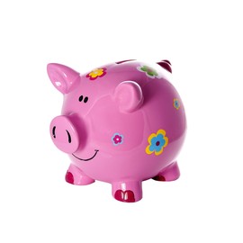 Mousehouse Gifts Large Pink Pig Piggy Bank Money Box with Flowers for Girls Adults and Children