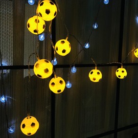 Riaxuebiy 10LED Sport Ball Soccer Night Lights, Football Decor String Lights USB Operated for Christmas Bedroom Birthday Party Decoration (Football)