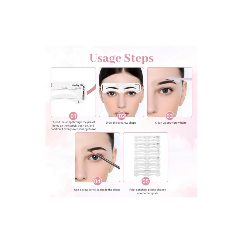 12 Pcs Reusable Eyebrow Stencils for Beginners, Eyebrow Stamp Brow