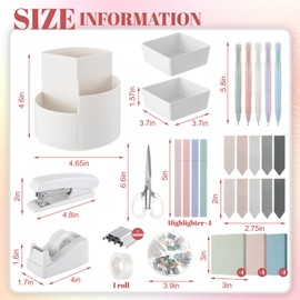 Kosiz Black White Desk Accessories Aesthetic Desk Organizer Neutral Office Supplies Pen Holder Stapler Binder Sticky Notes Paper Clips Scissor Staples Aesthetic Accessories for Women Men (Fashion)