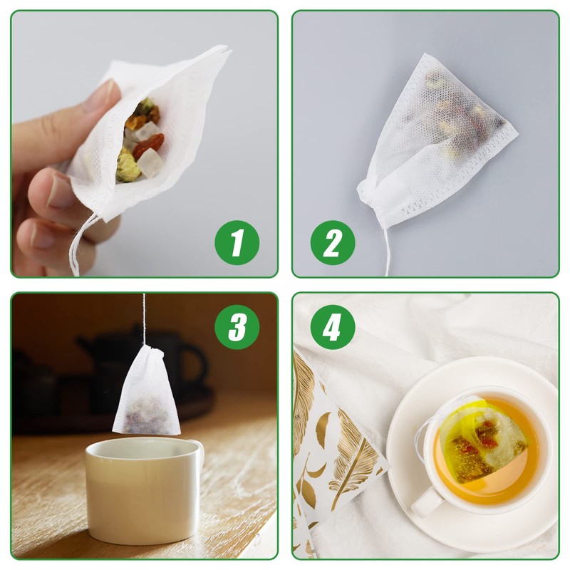 100 Pcs Reusable Tea Bags 9 x 7 cm Empty