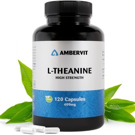 Ambervit L Theanine 400mg - 120 Capsules - 4 Months Supply | Vegan L-Theanine Supplement | No Artificial Fillers & Gluten Free | Ambervit