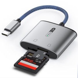 SD Card Reader USB C 104MB/S SD Card Reader Type C with Dual Slot, Micro SD Card Reader for Phone 15/16, Galaxy S23/S22, MacBook Pro/Air, Surface Book etc.