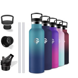 Grsta Stainless Steel Water Bottle, 500 ml, Children's Water Bottle, BPA-Free, Drinking Bottle with Straw, Leak-Proof, Insulated Flask, Double-Walled, Water Bottle for School, Travel,