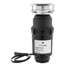 GE Disposall Continuous Feed 1/2 HP Motor Garbage Disposer, Good for Grinding: Cooked Meat, Beans, & Seeds, Universal 3 Bolt Install & Power Cord Included, Recommended for 2-4 Person Homes, GFC565W