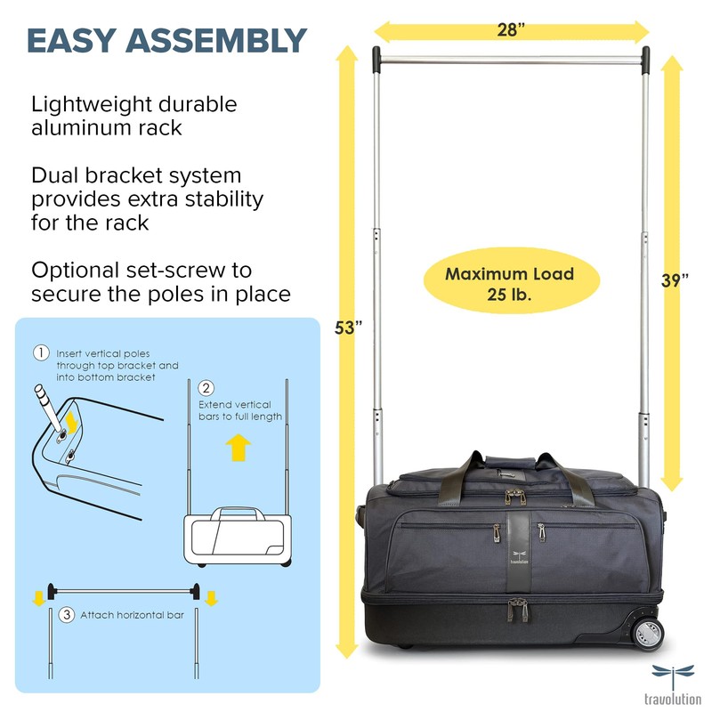 Travolution Dance Bag with Garment Rack, 28 Inch Rolling Duffel