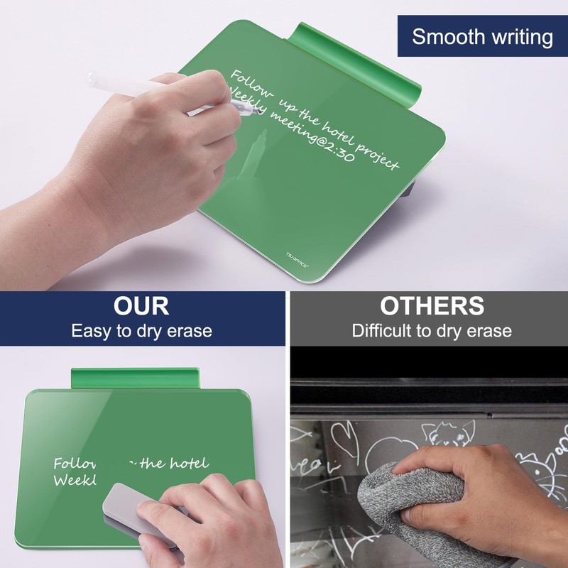 TSJ OFFICE Small Desktop Whiteboard - Glass Dry Erase Board