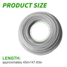 Hojalis Trimmer Line, 3 mm x 45 m Steel Wire Mowing Line, Mowing Line with Metal Core, Brush Cutter Thread, Steel Wire Trimmer Line, Lawn Trimmer Line for Over Grown Grass and Weeds