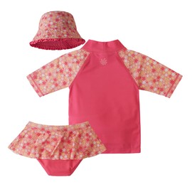 UV SKINZ UPF 50+ Girls' 3-Piece Swim Set (2T, Pink Giraffe)