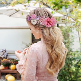 Roinaid 12 Stück Blumen Haarklammer Haarklammer Blume Haarspange Blume Blumen Haarklammern Flower Hair Clip Kinder Teenager Damen für Partys und Hochzeiten (Pink Lila).