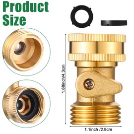 JaGely 10 Pack Brass Garden Hose Shut Off Valve 3/4'' Heavy Duty Solid Brass Water Hose Shut Off Valve Garden Hose Connector with 10 Extra Rubber Washers