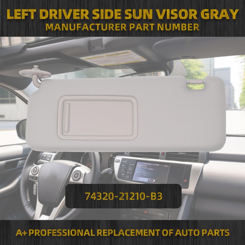 Dasbecan Gray Left Driver Side Sun Visor Compatible with 2005-2010