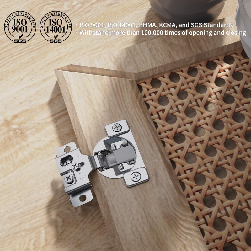 Chibery 10 Pack 1/2" Overlay 3D Soft Close Concealed Hinge,