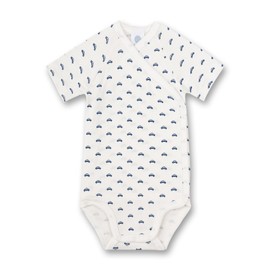 Sanetta Wrap Bodysuit Short Sleeve White Sustainable and Cute Wrap Bodysuit for Boys Made of Organic Cotton Baby Wrap Bodysuit, White Pebbles